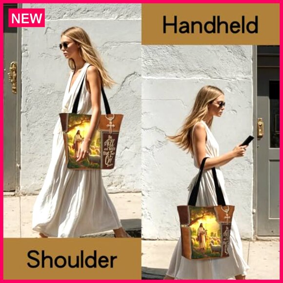 Religious Tote Bag for Church, Durable Polyester, Spacious Reusable Grocery Bag - Picture 3 of 8